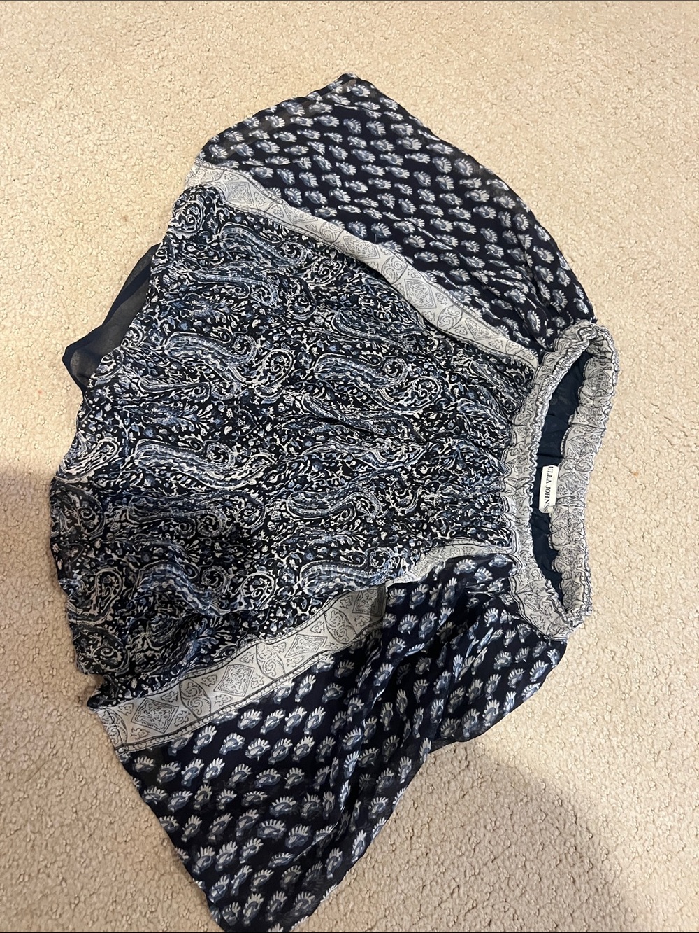 Ulla Johnson Navy and White Patterned Boho Mini Skirt